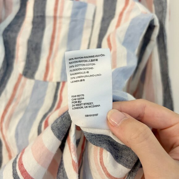 Anthropologie Maeve Multicolor Striped Linen Blend Button Down Shirt Size XS - Picture 9 of 10